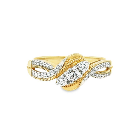 14K Yellow Gold Diamond Engagement Ring with 0.33 Total Diamond Weight