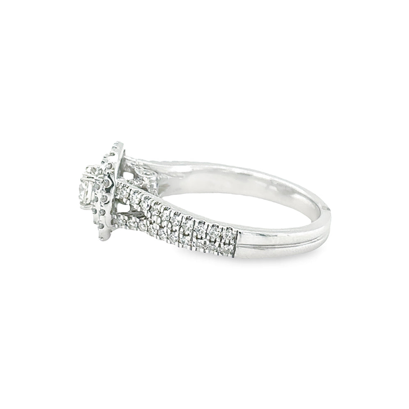 14K White Gold Diamond Engagement Ring with 1.00 Total Diamond Weight