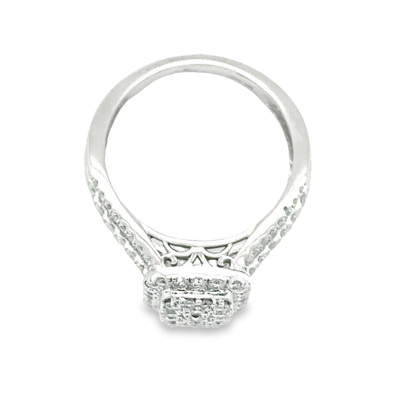 1.00TDW Diamond Engagement Ring in 10K White Gold with Emerald Face