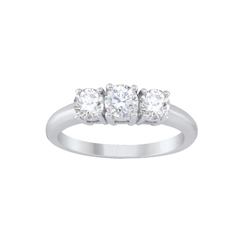 14K White 1.50TDW Three Diamond Past Present and Future Ring