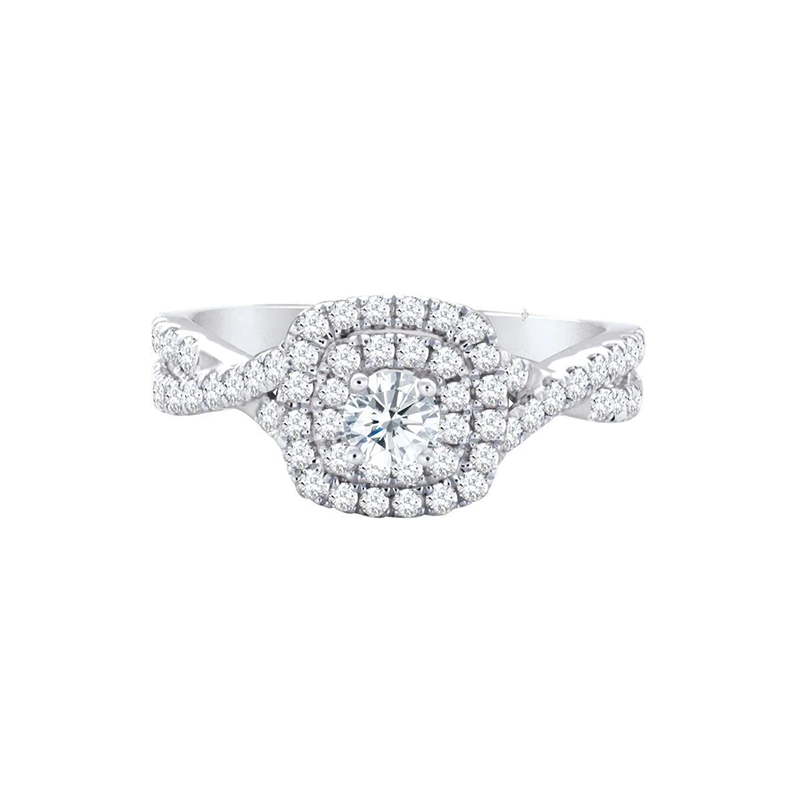 14k White Gold 0.90TDW Diamond Solitaire Infinity Style Bridal set