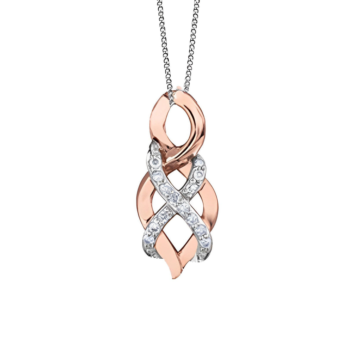 10K Rose and White Gold 0.08TDW Diamond Fancy Infinity Style Pendant