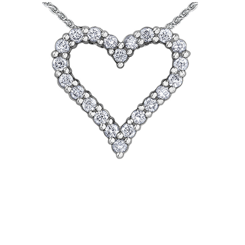 0.50TDW Diamond Heart Pendant in 10K White Gold