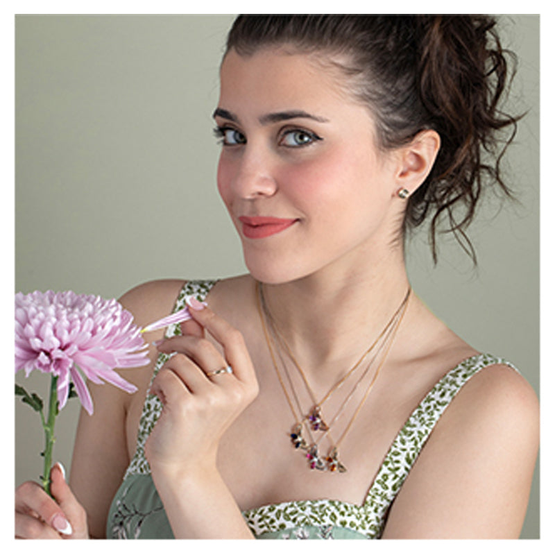 10K Yellow Gold Sapphire and Diamond Butterfly Pendant