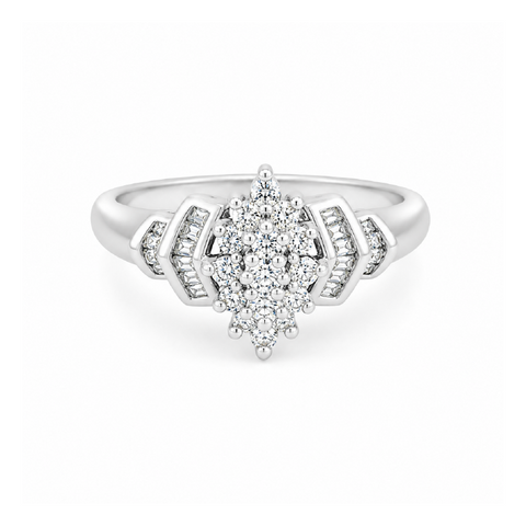 10K White Gold 0.25CT Diamond Princess Cut Ring