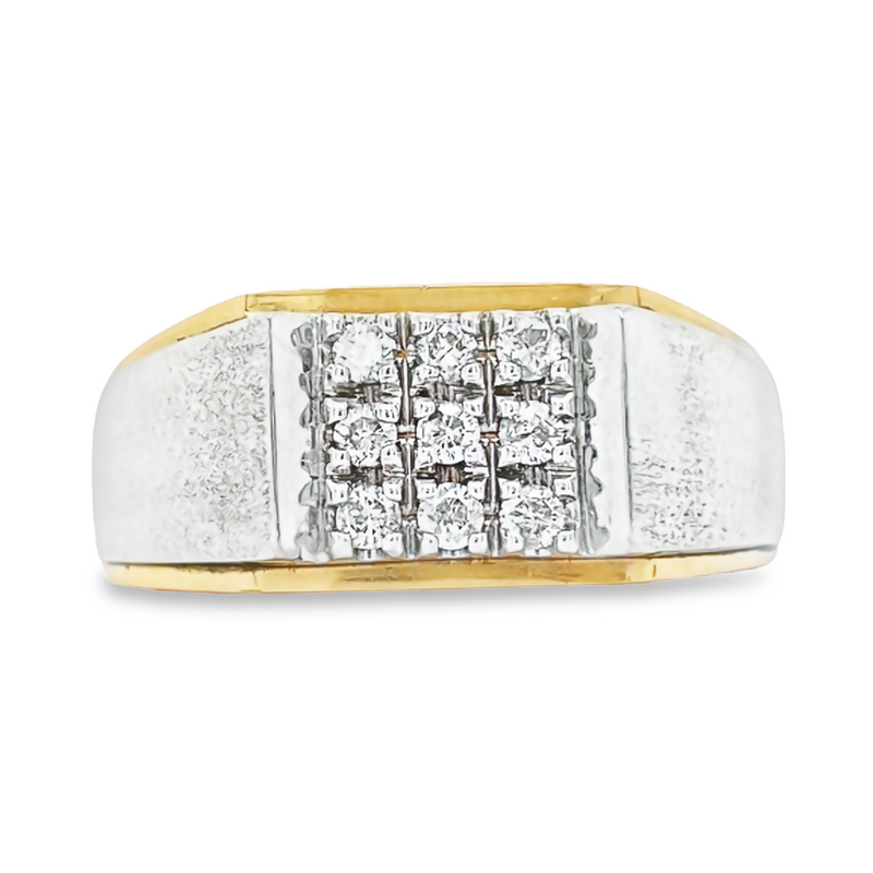 14K Yellow and White Nine Diamond Men&#39;s Ring with 0.33TDW