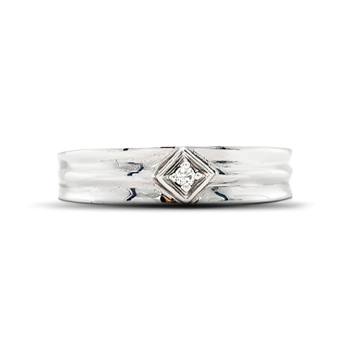 0.02TDW 10K White Gold Diamond Women&#39;s Wedding Band