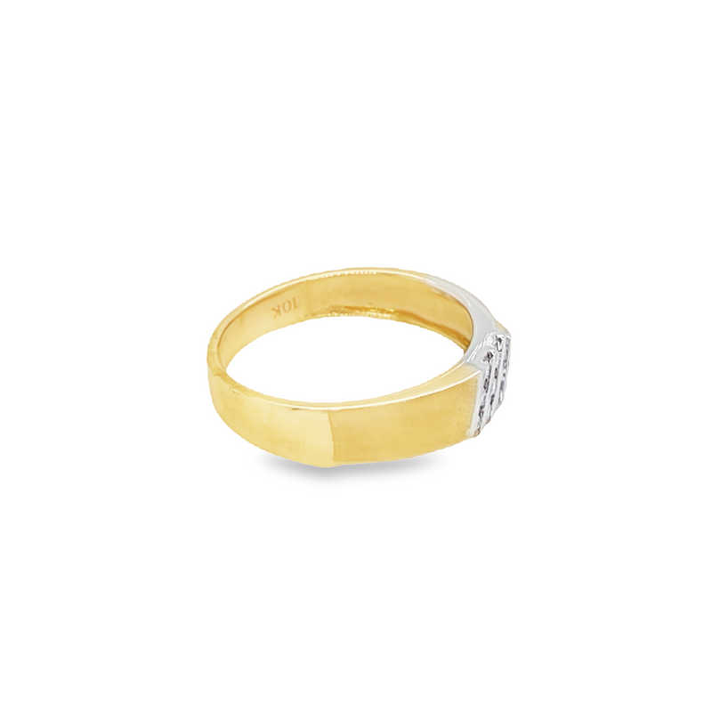 10K Yellow Gold 0.15TDW Men&#39;s Diamond Wedding Band With Sand Blast Finish