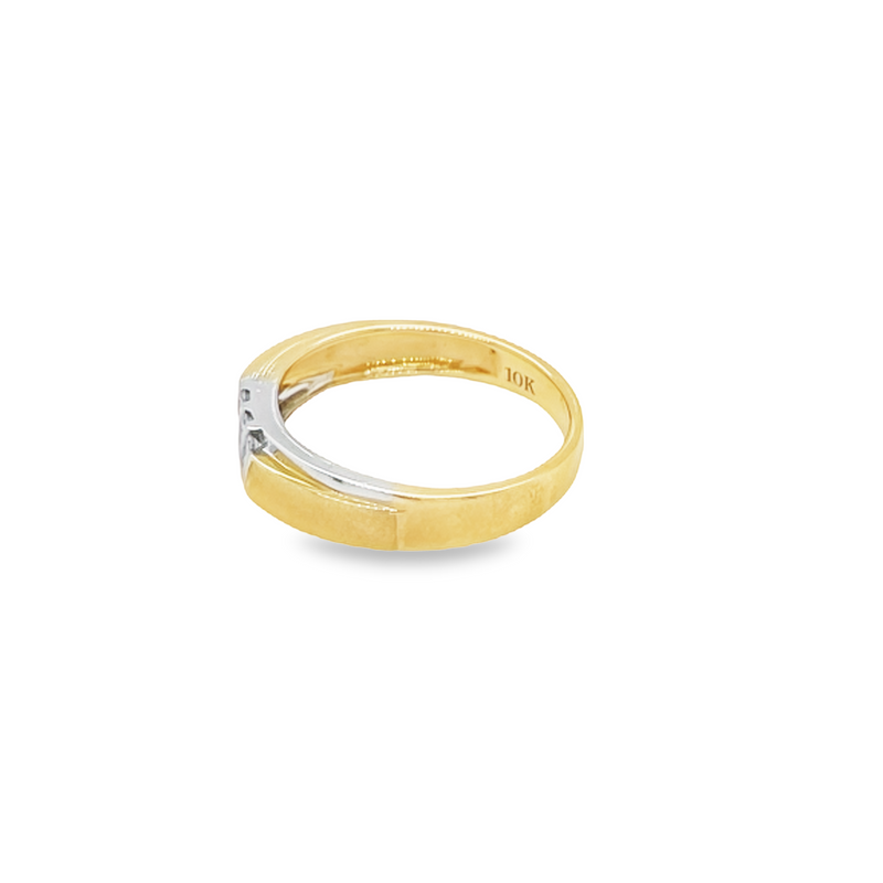 10K Yellow Gold 0.10TDW Women&#39;s Diamond Wedding Band With Sand Blast Finish