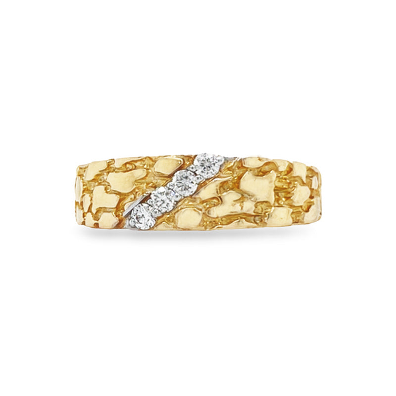 10K Yellow Gold 0.11TDW Nugget Style Women&#39;s Diamond Band