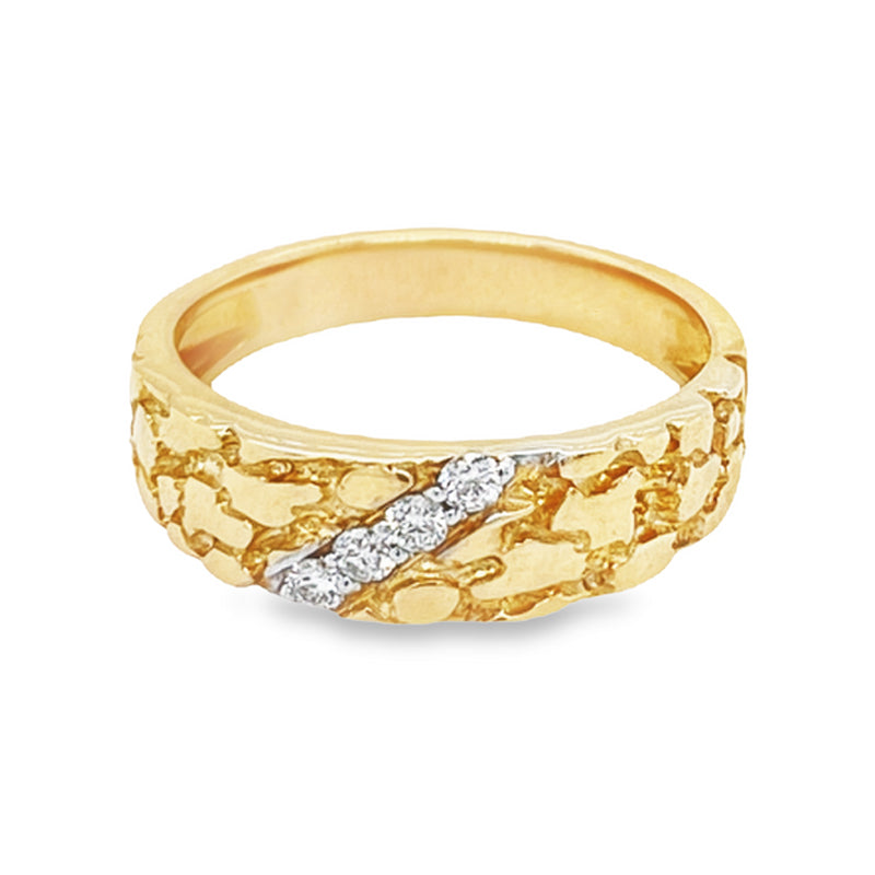 10K Yellow Gold 0.11TDW Nugget Style Women&#39;s Diamond Band