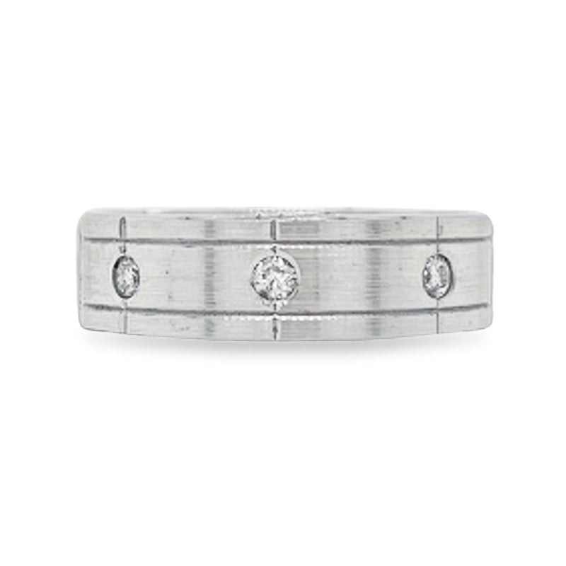 10K White Gold 0.12CT Three Diamond Ladies Band