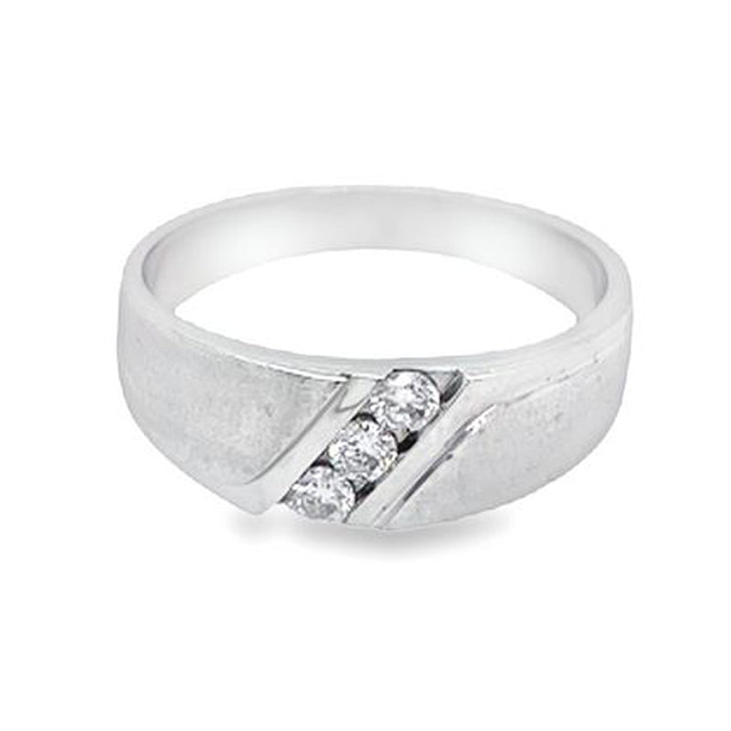 10K White Gold Diamond Men&#39;s Band With 0.25TDW