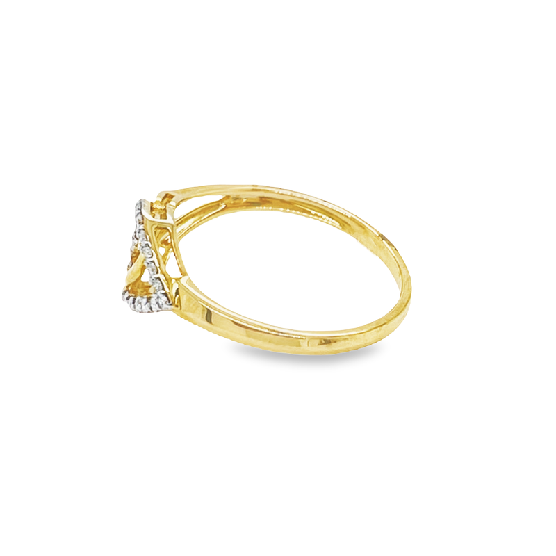 10K Yellow Gold 0.10CT Women&#39;s Diamond Double Heart Ring