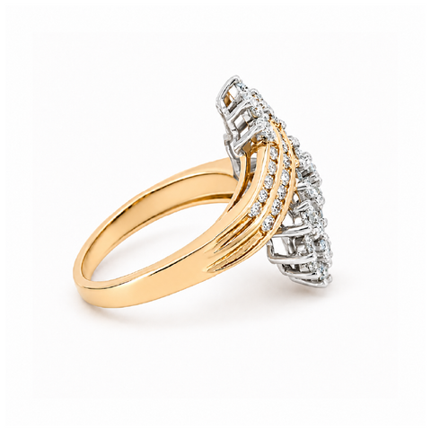 1.08 TDW Diamond Cluste Ring in 10K Yellow & White Gold