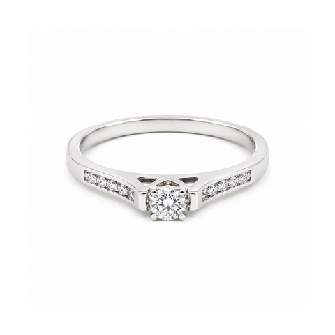0.20 TDW 10K White Gold Diamond Ring
