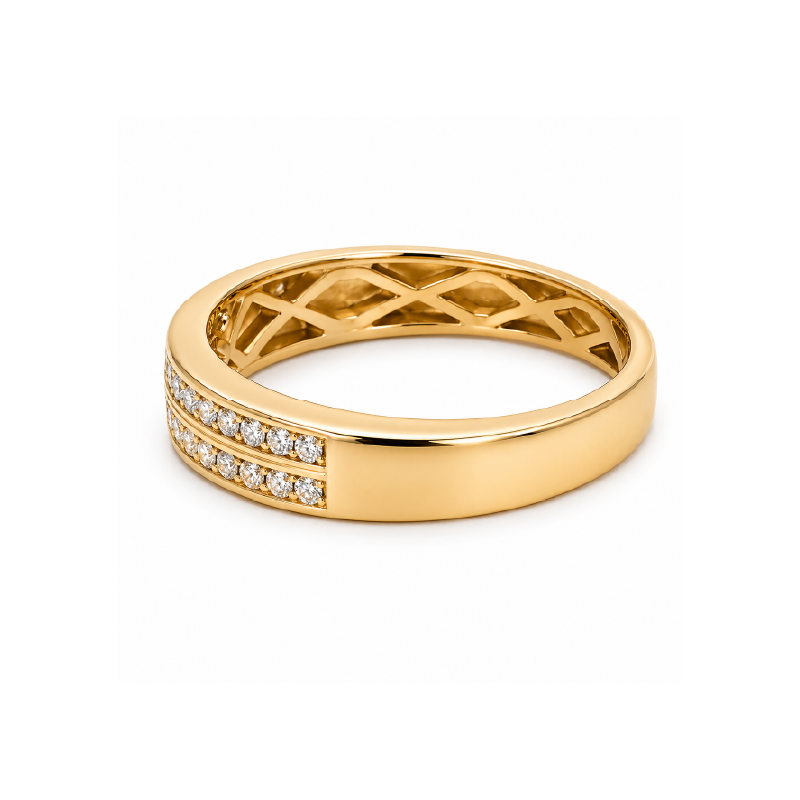 10K Yellow Gold 0.25TDW Two Row Diamond Band