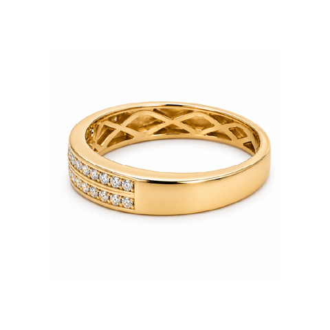 10K Yellow Gold 0.25TDW Two Row Diamond Band