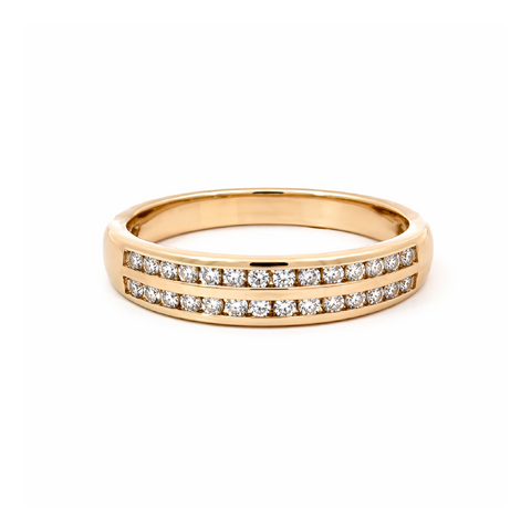10K Yellow Gold 0.25TDW Two Row Diamond Band