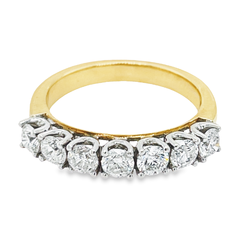 14K Yellow and White Gold 1.0CT Diamond Claw Set Anniversary Band