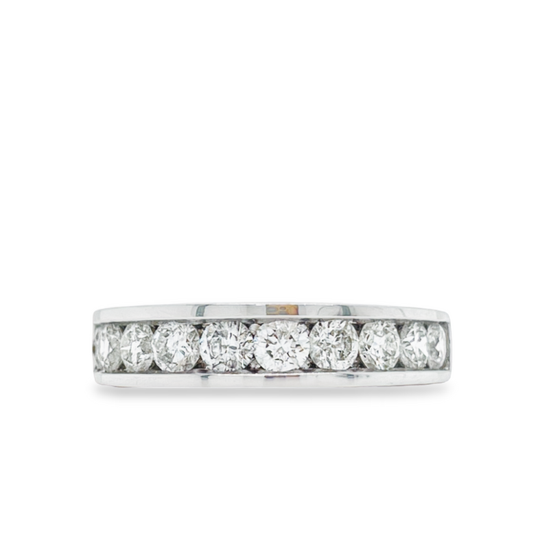 14K White Gold 0.75CT Nine Diamond Anniversary Band