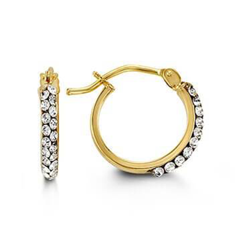 10k Yellow Gold CZ Hoop Earrings