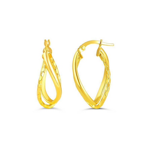 10k Yellow Gold Fancy Shape Hoop Earrings