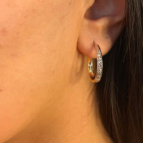 10k White and Yellow Gold Fancy Broad Hoop Earrings