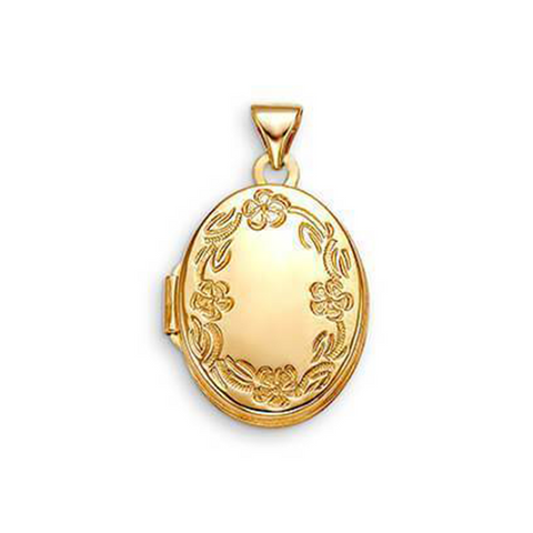 10K Yellow Gold Oval Locket With Floral Filligry