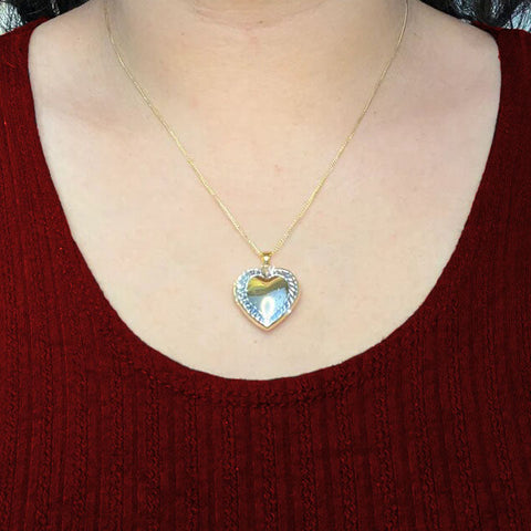 10K Yellow & White Gold Heart Locket