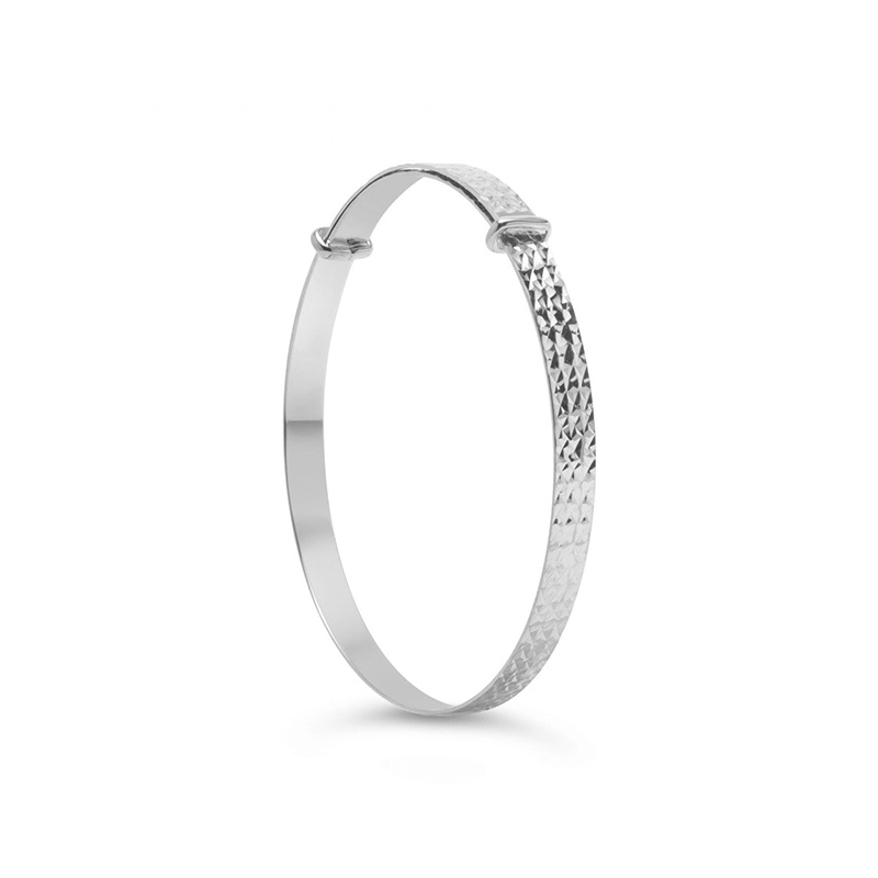 10k White Gold Laser Cut Baby Bangle