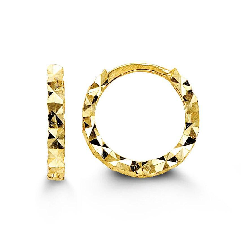 10k Yellow Gold Diamond Cut Baby Huggies