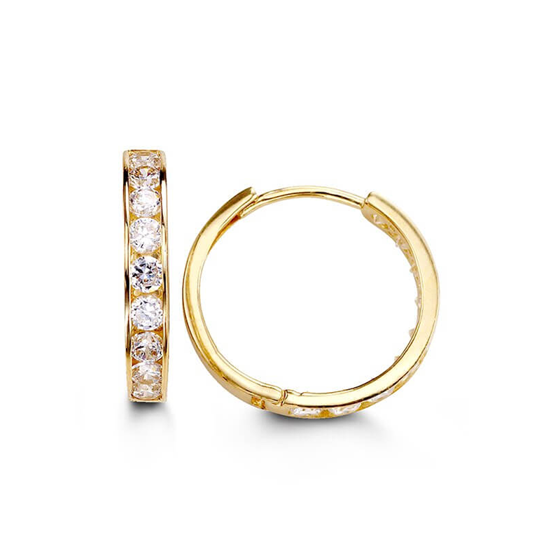 14k Yellow Gold Huggies with CZ