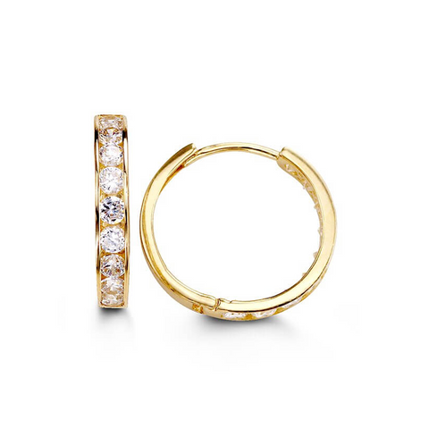 14k Yellow Gold Huggies with CZ