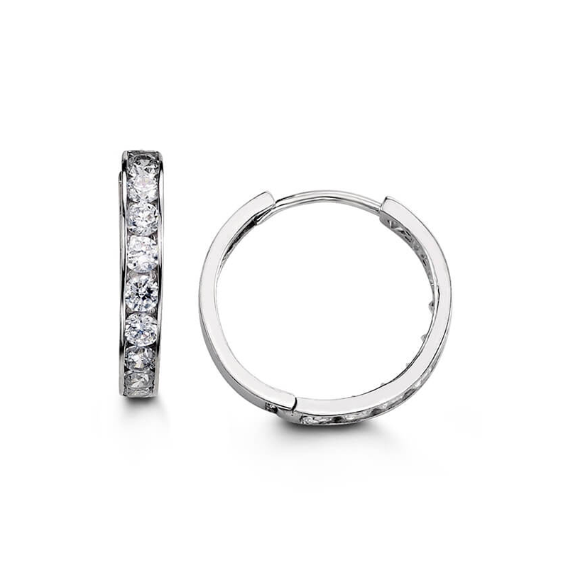 14k White Gold Huggies with CZ
