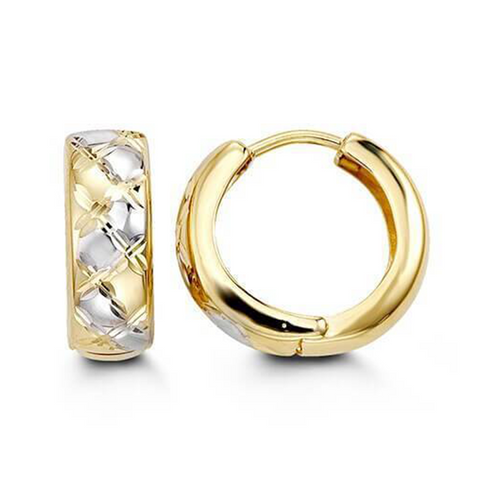 10k Yellow Gold Floral Huggy Earrings