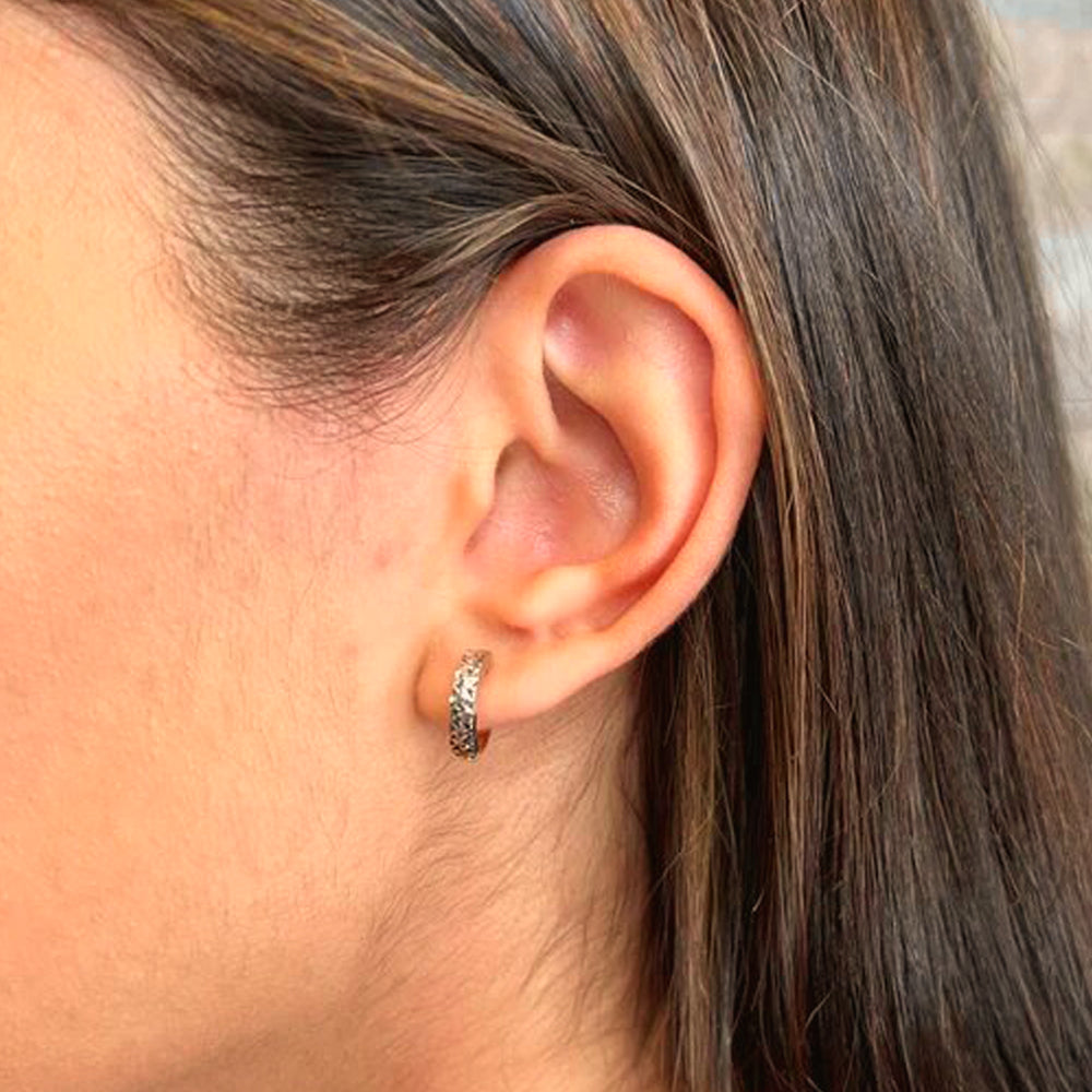 10k White, Yellow, Pink Gold Laser Cut Huggy Earrings