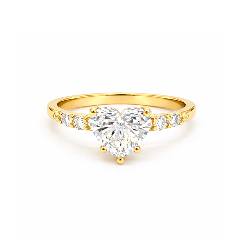 14K Yellow Gold 2.28 TDW Lab Grown Diamond Heart Engagement Ring
