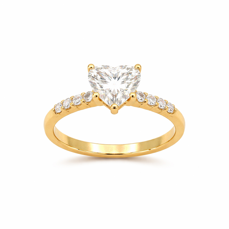 14K Yellow Gold 2.28 TDW Lab Grown Diamond Heart Engagement Ring