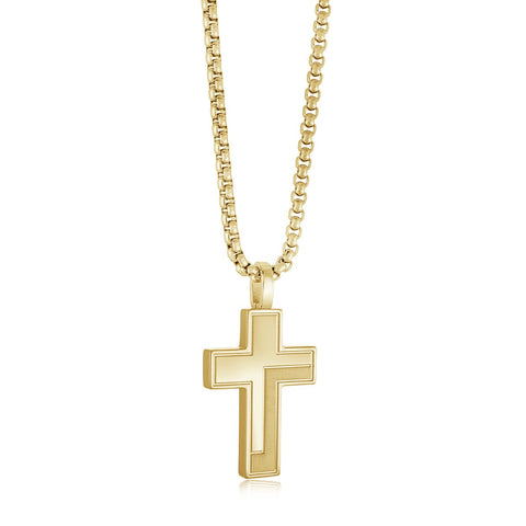 Gold-IP Stainless Steel Grooved Cross 22