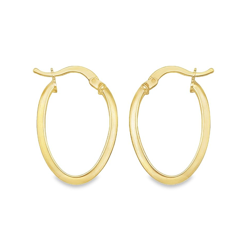 Oval Knife Edge Hoop Earrings in 10K and 14K Yellow Gold