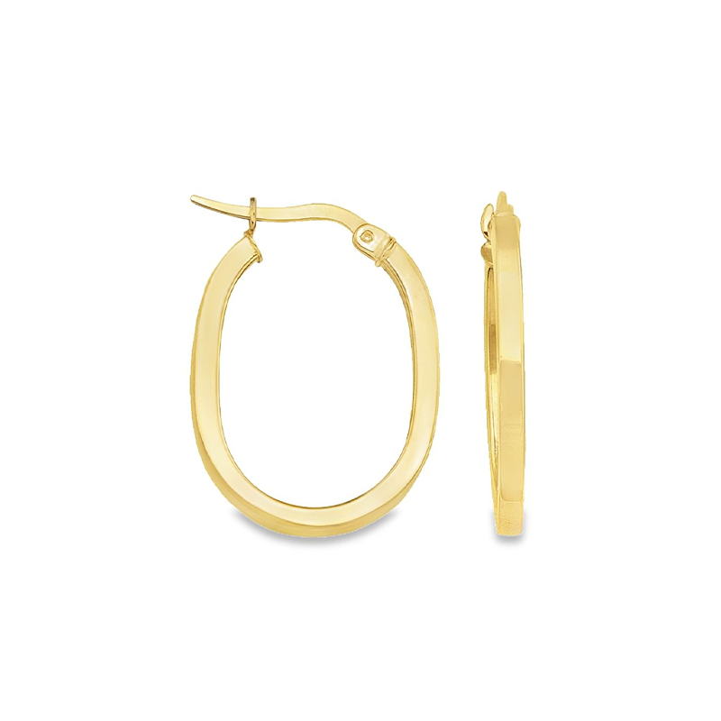 10K, 14K Yellow Gold Oval Square 2.1 mm Tube Earrings