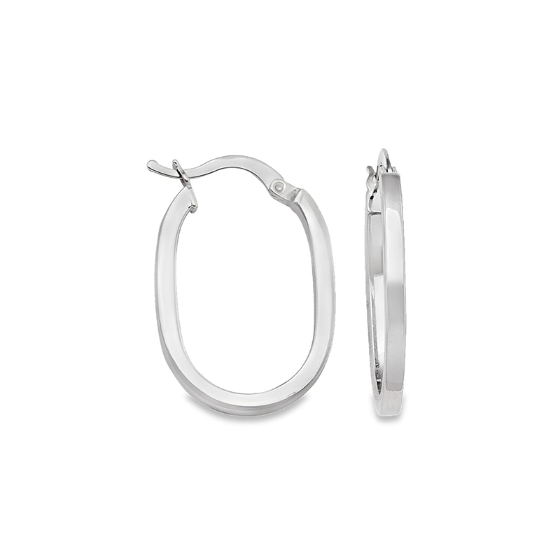 10K, 14K White Gold Oval Square 2.1 mm Tube Earrings