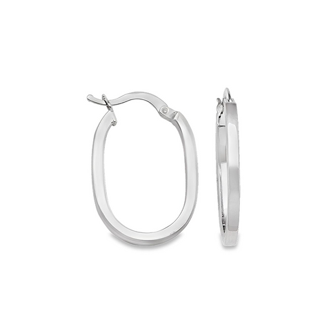10K, 14K White Gold Oval Square 2.1 mm Tube Earrings