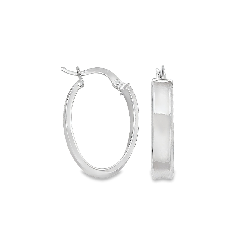 10K, 14K White Gold 4.7 MM Oval Hoop Earrings