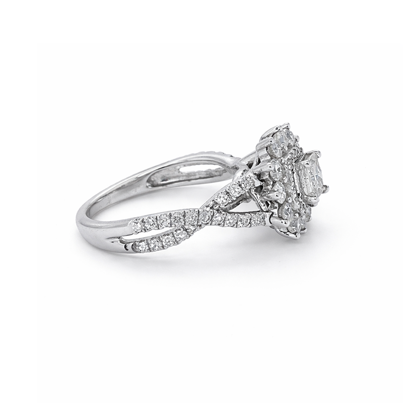 14K White Gold 1.00 TDW Princess Cut Solitaire Diamond Engagement Ring