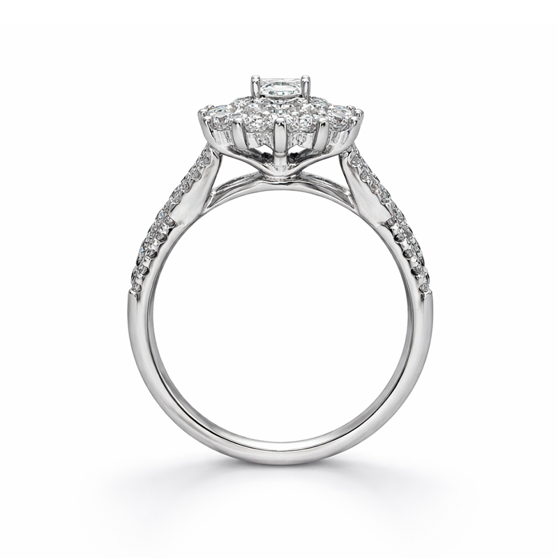 14K White Gold 1.00 TDW Princess Cut Solitaire Diamond Engagement Ring