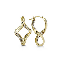 10k Yellow Gold CZ Infinity Style Hoop Earrings