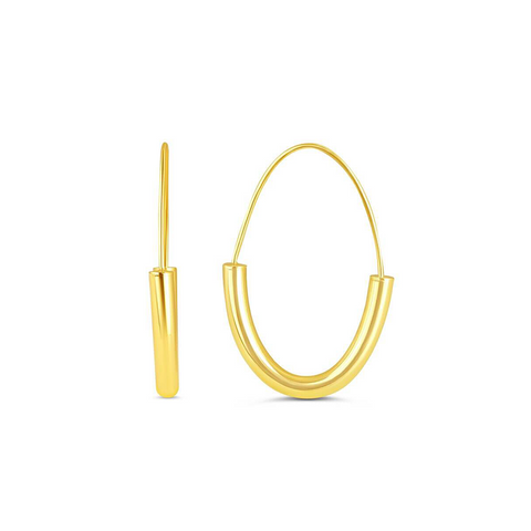 10k Yellow Gold Basket Look Hoop Earrings