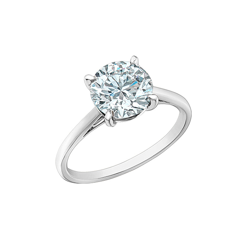2.10CT Round Lab Grown Diamond Solitaire Ring in 14K White Gold